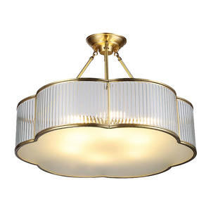 โคมไฟเพดานโคลเวอร์รูปดอกไม้ 4 ใบโคลเวอร์โรแมนติกโคมไฟเพดานสไตล์ยุโรปหรูหราทองแดงบัดกรีแสง - Product Image 1