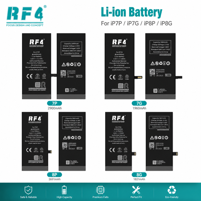 RF4 100% Battery Health Mobile Phone Replacement Battery for iPhone 7G 7Plus 8G 8Plus Rechargeable Li-ion Battery
