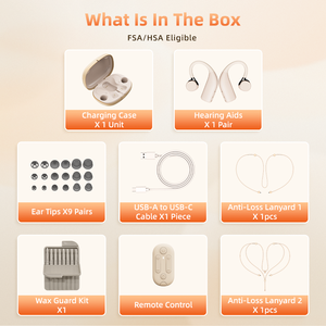 מכשירי שמיעה דיגיטליים חדשים של Flysounds, הולכת אוויר, ללא מרשם, נטענים, אלחוטיים, מסוג RIC, לקשישים, עם כבל נגד אובדן - Product Image 5
