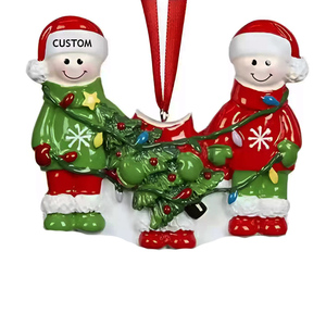 Ornement de Noël personnalisé <span class=keywords><strong>en</strong></span> résine, couple de bonhommes de neige, famille de 2, 3 ou <span class=keywords><strong>4</strong></span> personnes, rennes, décoration suspendue pour arbre de Noël, fête de fin d'année - Product Image 2