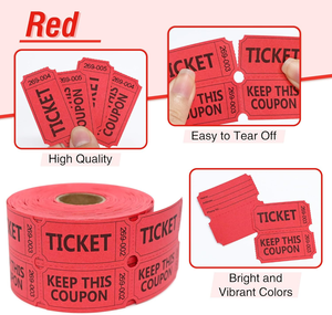 Rollo de Boletos Doble Surtido 50/50 para Eventos, Carnavales, Premios (Azul/Rojo/Verde/Amarillo/Naranja/Morado/Blanco/Rosa) Offset - Product Image 6