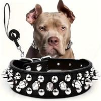 Collier pour chien en cuir de haute qualité, best-seller, avec rivets et laisse assortie
