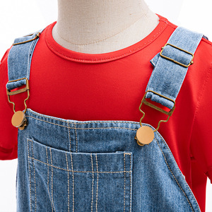Nouvel arrivage de T-shirts manches courtes imprimés feuilles Lilo à bretelles en denim combinaison courte tenue costume hawaïen pour filles de 2 à 9 ans - Product Image 5