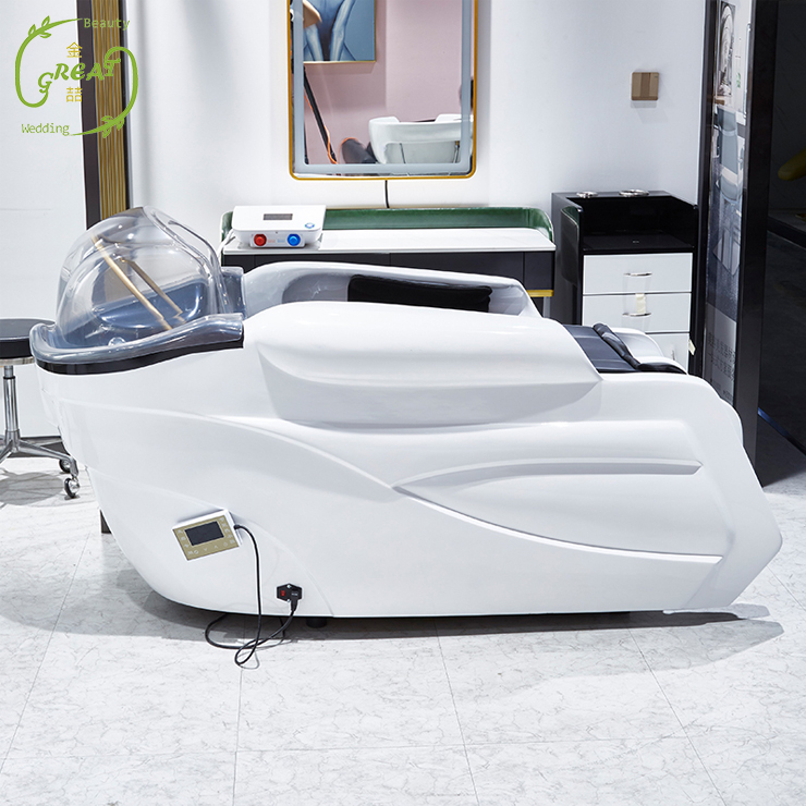 Great Foshan Factory Best Sale Equipment Shampoo Chair Electric Luxury Massage Hair Washing Unit For Barber Shop