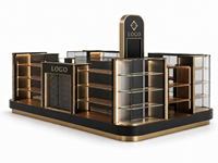 Kiosco de Lujo para Teléfonos Móviles, Exhibidor Modular para Celulares, Stand Personalizado para Centro Comercial, Mueble de Venta al por Menor de Vidrio Templado, Madera y Metal