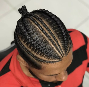 Nuevas pelucas masculinas indio Remy afroamericano hombres reemplazo de cabello hecho a mano <span class=keywords><strong>trenzas</strong></span> Cornrow parche de encaje de cabello para hombres - Product Image 1