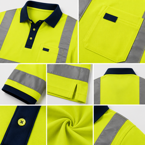 OEM ODM Custom Logo Breathable Quick Dry Industrial Uniform High Visibility Reflective Safety Men Workwear Polo Shirt - Product Image 3