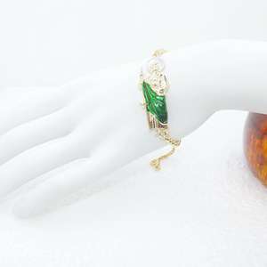 Saint Jude Hope Chain Esmalte verde Milagros Pulsera de eslabones cubanos de oro para Hip Hop Faith 12cm Estilo religioso cristiano ajustable - Product Image 2