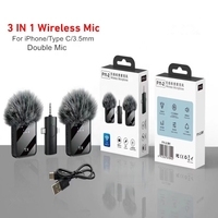 Micro Cravate Sans Fil 2 Mics 3 En 1 pour Téléphone Mobile Enregistrement Vidéo Vlog Interview Diffusion Microphone Lavalier Sans Fil