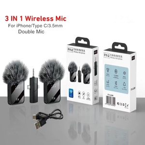 2mic 3 in1 không dây Lavalier Microphone điện thoại di động vlog video ghi âm phỏng vấn phát thanh truyền hình ve áo Micro không dây Mic - Product Image 4