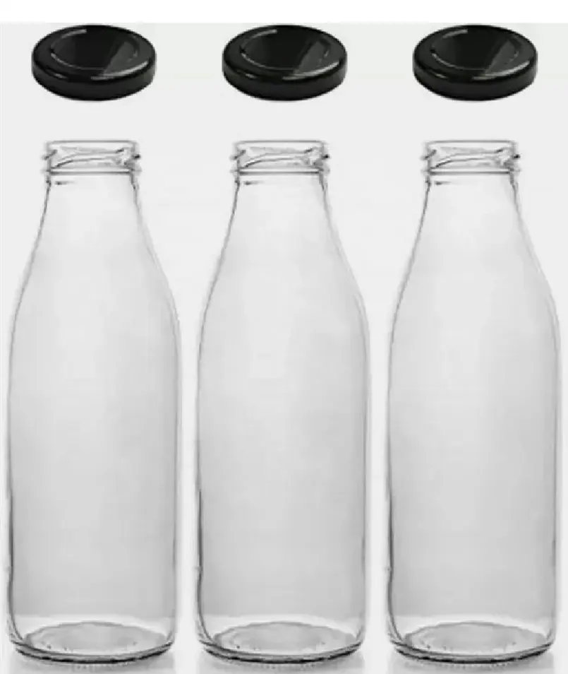 दूध के लिए 250 मिली 500 मिली 1000 मिली 1 लीटर साफ़ खाली ग्लास गोल दूध की कांच की बोतलें