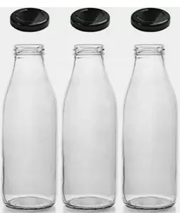 250ml 500ml 1000ml 1 litro chiaro vetro vuoto bottiglie di vetro di latte rotonde per il latte
