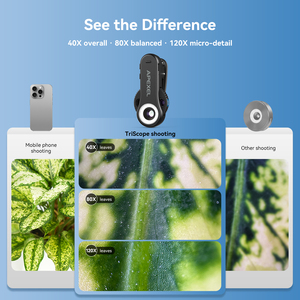 Apexel điện thoại Micro ống kính với UV/trắng/ánh sáng ấm áp ống kính máy ảnh cho <span class=keywords><strong>iPhone</strong></span> & Android, điện thoại tập tin đính kèm cho các nhà máy/tiền xu/đồ trang sức - Product Image 3