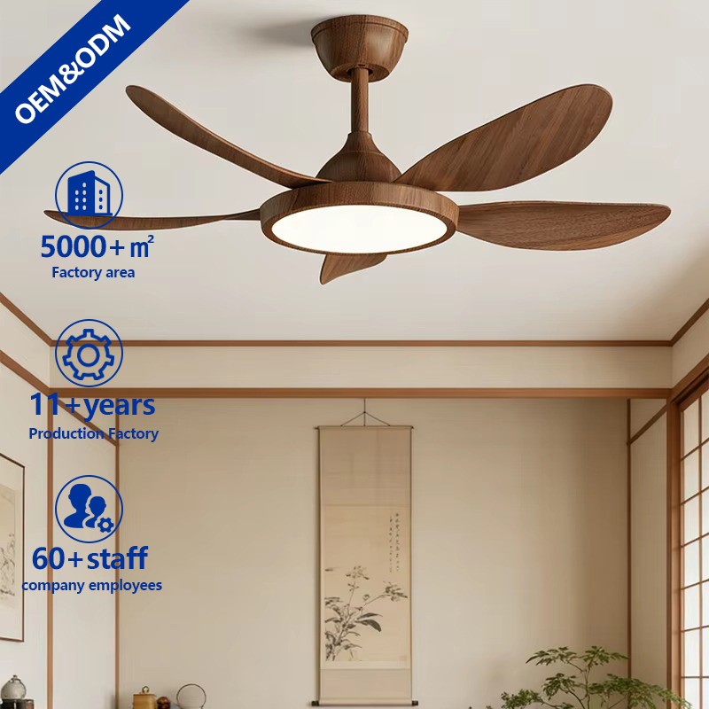 Remote Control Ceiling Fan Light with 6 Speed Levels Silent ABS Blades Integrated LED Lamp for Bedroom and Living Room