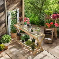 Support de plantes en bambou à 2 niveaux pour balcon extérieur, table, banc, étagère, support de plantes d'intérieur pour salon, 2026