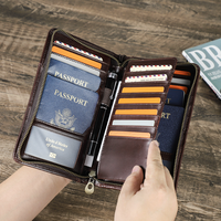 Portefeuille de voyage familial en cuir nubuck RFID Contact's avec dragonne, organiseur de passeports et de documents