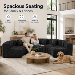 <b>Pet</b> Friendly Modular 6-Piece Cloud Couch U-Shaped Sectional for Family Living Room - Product Image 2