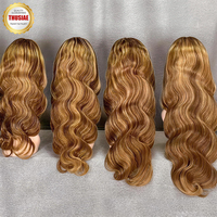 Perruque Lace Front Body Wave en Cheveux Humains, Dentelle HD Transparente, Densité 250%, Longue, Blond Cendré, Cheveux Remy pour Femmes Noires