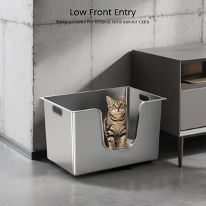 Caja de arena de metal Jumbo de una pieza, cajas de arena de acero inoxidable profundo para gatos grandes, fácil de limpiar, cocina comercial, fabricación de acero - Product Image 6