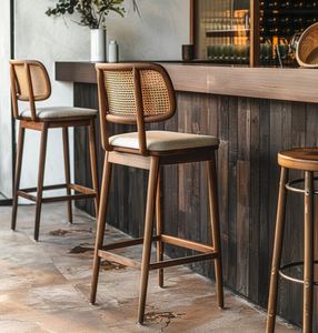 Taburete alto apilable de mimbre para exteriores, moderno, ajustable, personalizado al por mayor, para hotel, comedor, cocina, bar - Product Image 5