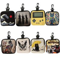 Dompet Koin Ritsleting Tahan Air Ringan Gambar Kucing Kartun Mini Baru Tas Penyimpanan Portabel Hadiah Teman Uniseks