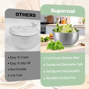 Hot Sale Kitchen Multifunctional Dry <b>Salad</b> Mixer Lettuce Vegetable Fruit <b>Salad</b> Spinner Stainless Steel - Product Image 2
