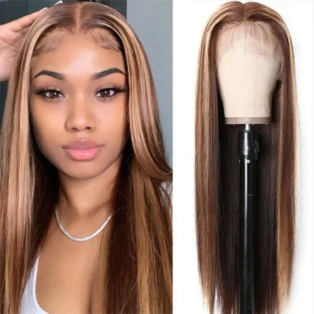 Highlight Human Hair Wigs,Highlight Human Hair Wigs with Baby Hair, Glueless Lace Frontal Wig For Black Women
