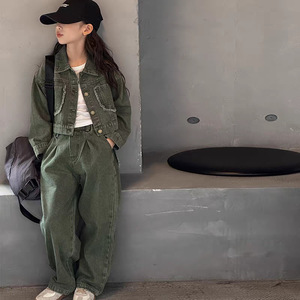 Nouvel ensemble de vêtements pour bébé fille printemps-été 2026 : Veste en jean tendance et pantalon large – Ensemble deux pièces - Product Image 5