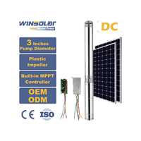 Pompe solaire submersible WINSOLAR avec contrôleur MPPT intégré, impeller en plastique de 3 pouces, alimentation CC