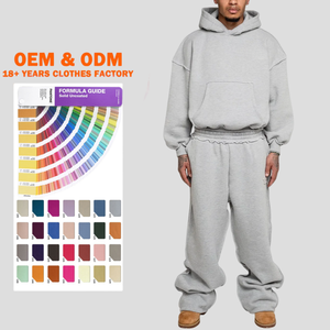 High Quality Custom Cotton Heavyweight Tracksuit <b>Oversized</b> Men's Jogger Set Printed <b>Sweatpants</b> and Hoodie set - Product Image 1
