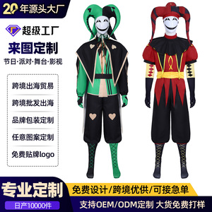 Disfraz de Payaso de Circo Manyusha Freak, Rojo y Negro, para Adultos, Traje de Cosplay para Fiestas, Poliéster Transpirable, Envío Rápido - Product Image 4