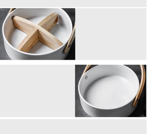 Nuevo cuenco portátil de cerámica para mezclar salsa de ensalada, mango de bambú, bandeja de postre de frutas de 6 pulgadas, platos para servir aperitivos, platos laterales - Product Image 3