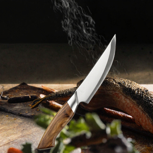 Couteau à steak artisanal, finition polie, multi-usages, manche en résine et bois d'olivier, acier inoxydable, couteau de cuisine et de pêche - Product Image 2