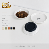 NicePets Plateau d'alimentation pour chat en céramique avec coussin en silicone |   Plat à lécher en forme d'arête de poisson avec empreinte de patte |   Assiette peu profonde antidérapante pour aliments humides