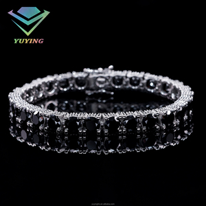 925 sterling <b>Silver</b> Moissanite Tennis <b>Bracelet</b> Round Brilliant Cut claw Setting gold Plated black white chain Luxury Jewelry - Product Image 1