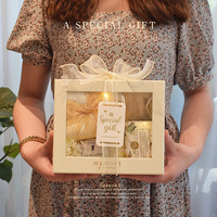 Coffret Cadeau d'Appréciation d'Entreprise Premium avec Serviette Douce, Bougie d'Aromathérapie, Savon Naturel, Thé Earl Grey, Boîte de Fleurs Conservées