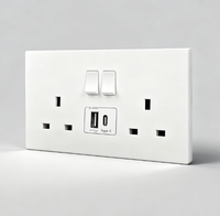 Chargeur rapide USB Type C, prise murale, sortie 2.1/3.1A, 2 prises murales standard britanniques avec interrupteur, prise OEM/ODM
