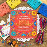 Invitación para Quinceañera Española |   Lámina Brillante con Diseño Floral Vibrante, Corte Láser Personalizado, Venta al por Mayor para Latinoamérica