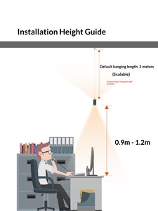 Lámpara LED Lineal Suspendida de 3500K/4000K/5000K/6000K con UGR<16, Construcción de Aluminio, Tamaño Mediano para Uso Comercial y de Oficina - Product Image 3