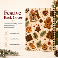 Cuaderno Espiral Festivo de Jengibre Jingda |   Diario de Ideas para las Fiestas Navideñas, Regalo de Dulces Recuerdos |   Páginas rayadas para decoración de escritorio acogedora