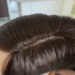 Ready to Ship 6"x6.5" Clip-In <b>Toupee</b> Hair Replacement Virgin Remy European Human Hair Lace Front Silk Base Toppers for Women - Product Image 3