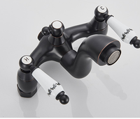 Ensemble de robinetterie de douche et bain en céramique noir mat de luxe moderne, mitigeur thermostatique double en laiton, design anti-corrosion, pour villa et hôtel