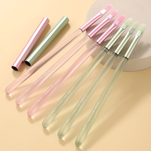Pinceau à ongles transparent vert et rose à manche, grand carré, pour gel de photothérapie, mélange, dessin de lignes, dégradé, stylo français - Product Image 2