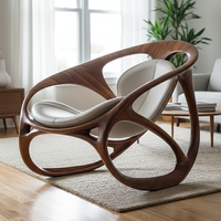 Fauteuil lounge scandinave moderne confortable en bois, fauteuil rembourré, fauteuil de salon design pour le mobilier de salon