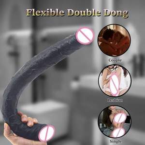 Dildo de Masaje Doble Punta Negro y Morado XLN, Suave, Impermeable, para Estimulación Anal Femenina, para Adultos, <span class=keywords><strong>Lesbianas</strong></span> - Product Image 6