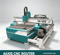 Routeur CNC multifonctionnel 4 axes à tête unique avec axe rotatif, gravure 2D et 3D pour pièces en bois cylindriques et plates