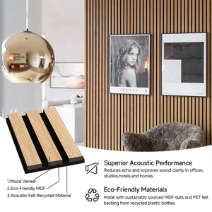 Paneles Acústicos de Pared 3D de Fieltro Negro SANYUAN, Disponibles en Stock, Paneles de Pared de Listones de Madera Akupanel, Perfil Ranurado 3D - Product Image 2