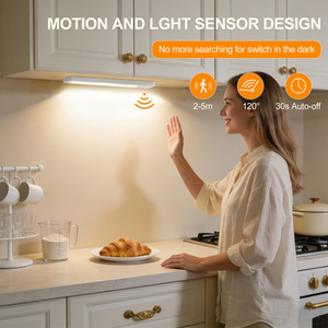 Barre lumineuse intelligente à détecteur de mouvement pour armoire, 12 pouces, 1000 mAh, rechargeable, LED RGB, lampe de placard à intensité variable, éclairage de comptoir - Product Image 2