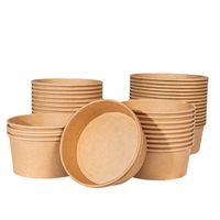 Bols à salade jetables en papier kraft à paroi simple King Garden - Impression CMYK, logo personnalisé, diamètres variés (500ml-1500ml)
