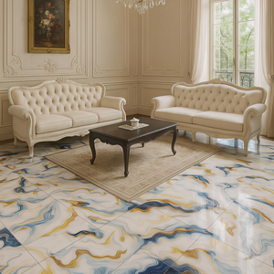 Carreaux de porcelaine en marbre poli brillant 60x60, couleur or, pour salon moderne, antidérapants, fonction briques réfractaires, intérieurs - Product Image 3